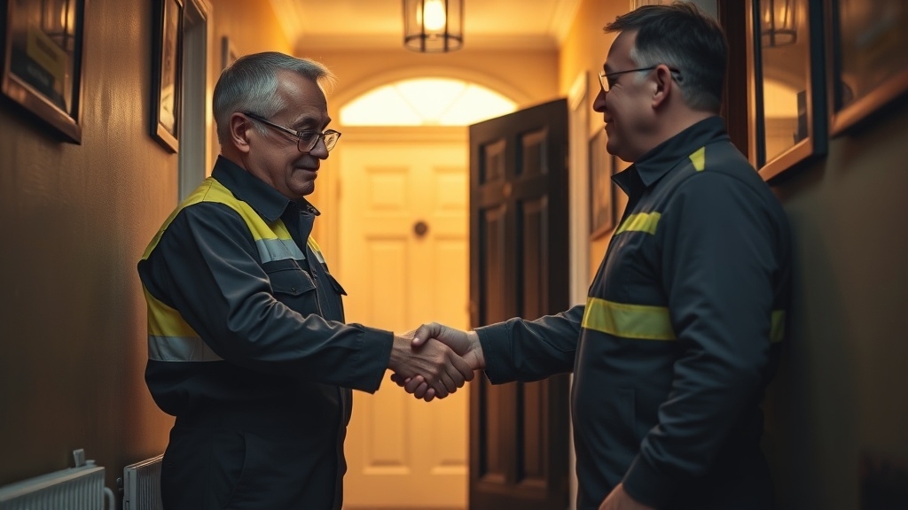 Engineer shaking hands with a Sydenham homeowner after locating their leak